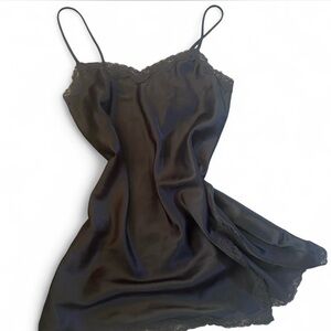 Victoria's Secret Black Satin Lace Chemise